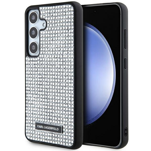 Husa pentru Samsung Galaxy S24 S921, Karl Lagerfeld, Rhinestone Metal Plate, Argintie