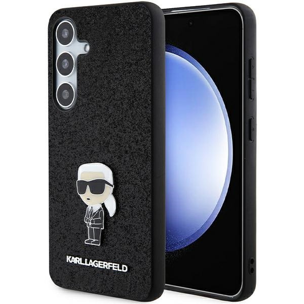 Husa pentru Samsung Galaxy S24+ S926, Karl Lagerfeld, Glitter Ikonik Karl Logo, Neagra