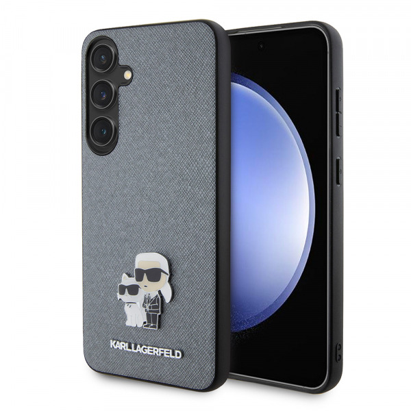 Husa pentru Samsung Galaxy S24+ S926, Karl Lagerfeld, Saffiano Karl & Choupette Metal, Gri