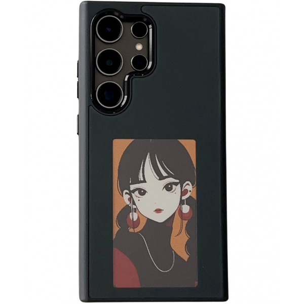 Husa pentru Samsung Galaxy S24 Ultra S928, OEM, Display Customized E-Ink, Neagra