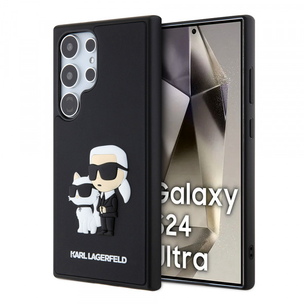 Husa pentru Samsung Galaxy S24 Ultra S928, Karl Lagerfeld, 3D Rubber Karl & Choupette, Neagra