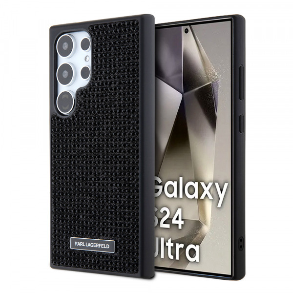 Husa pentru Samsung Galaxy S24 Ultra S928, Karl Lagerfeld, Rhinestone Metal Plate, Neagra