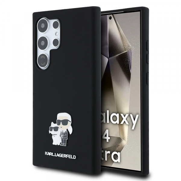 Husa pentru Samsung Galaxy S24 Ultra S928, Karl Lagerfeld, Silicone Karl & Choupette, Neagra