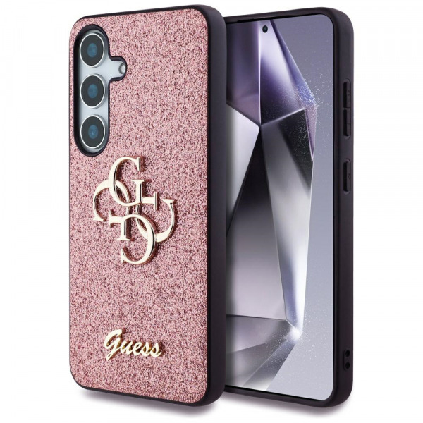 Husa pentru Samsung Galaxy S25 S931, Guess, Glitter Big 4G Script, Roz