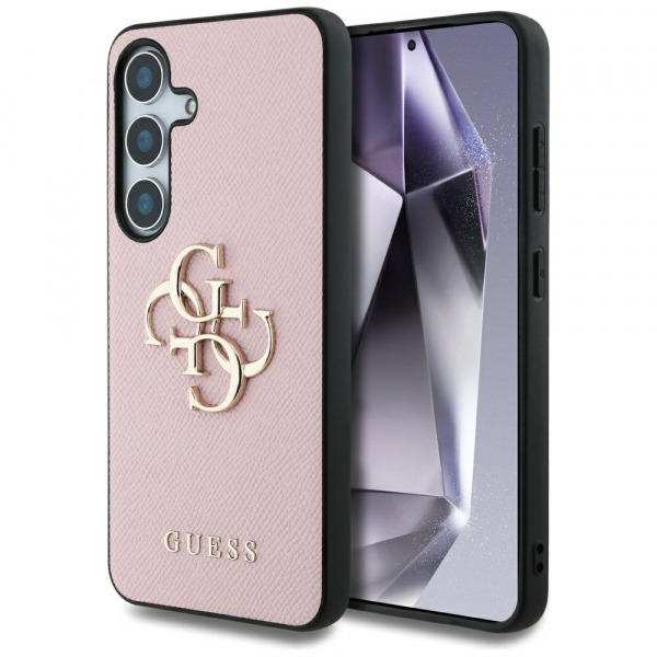 Husa pentru Samsung Galaxy S25+ S936, Guess, 4G Grained Big and Classic Logo, Roz