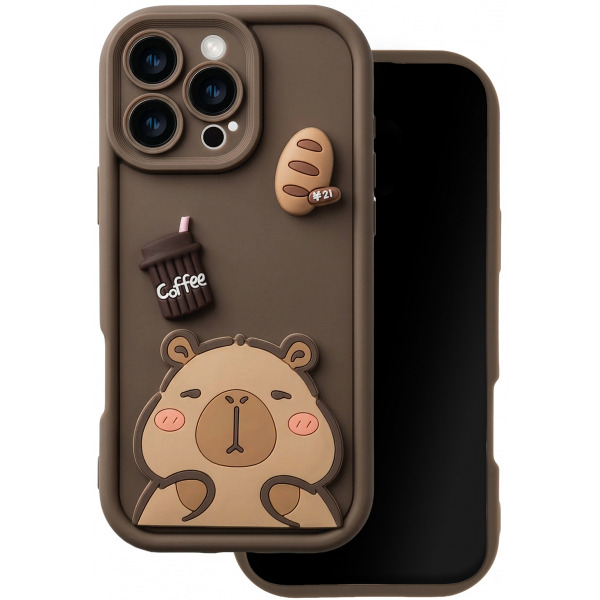 Husa pentru Samsung Galaxy S25 Ultra S938, OEM, Ultra Trendy 3D Capybara, Maro
