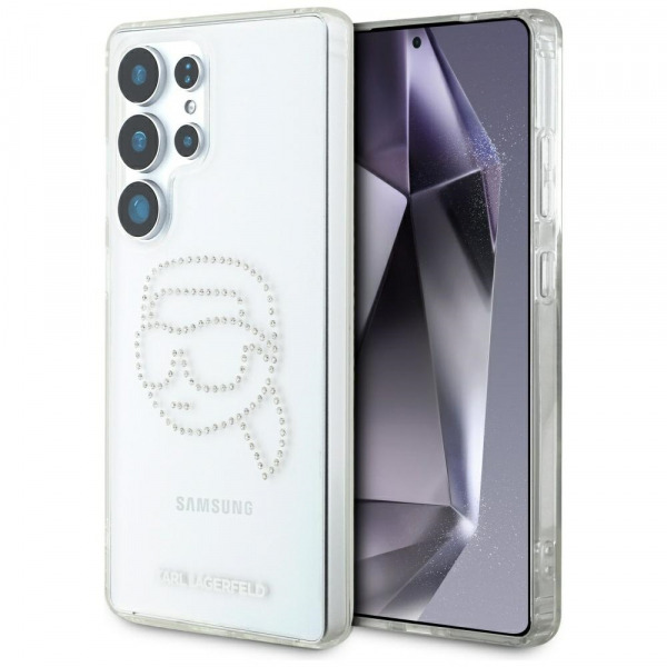 Husa pentru Samsung Galaxy S25 Ultra S938, Karl Lagerfeld, IML Rhinestones Karl's Head, Transparenta