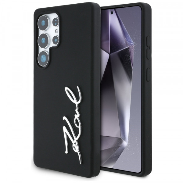 Husa pentru Samsung Galaxy S25 Ultra S938, Karl Lagerfeld, Silicone Sign Metal Logo, Neagra