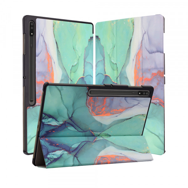 Husa pentru Samsung Galaxy Tab S10 Ultra / Tab S9 Ultra / Tab S8 Ultra, Techsuit, FoldPro Green Time, Multicolor