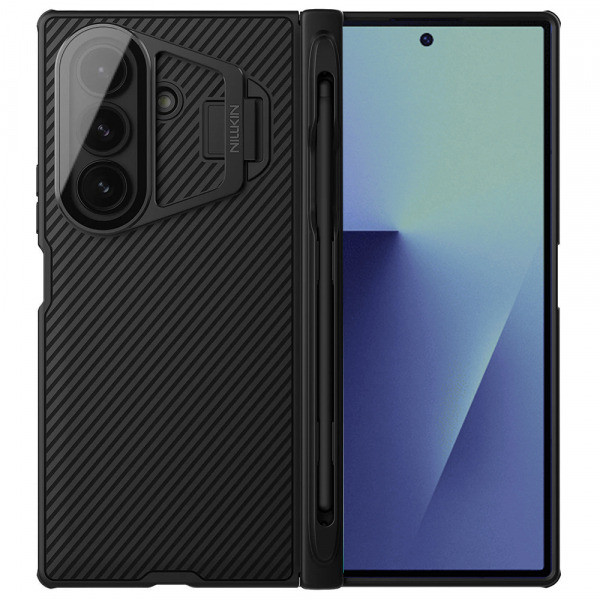 Husa pentru Samsung Galaxy Z Fold7 F966, Nillkin, CamShield Prop with Transparent Lens Cover and S-Pen Holder, Neagra