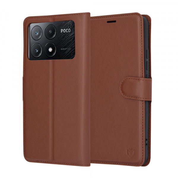 Husa pentru Xiaomi Poco X6 Pro, Techsuit, Leather Folio, Maro