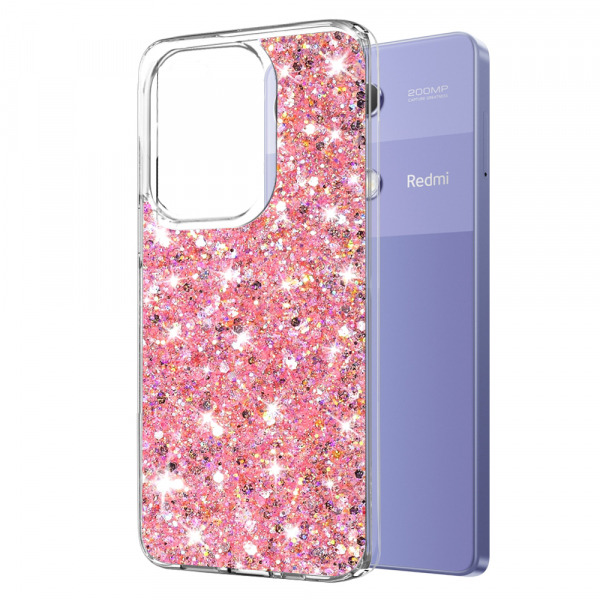 Husa pentru Xiaomi Redmi Note 13 Pro 4G / Poco M6 Pro 4G, Techsuit, Sparkly Glitter, Roz