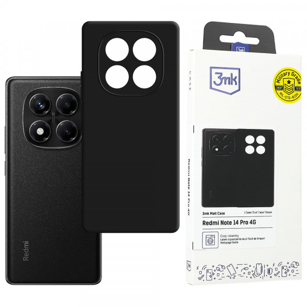 Husa pentru Xiaomi Redmi Note 14 Pro 4G, 3MK, Neagra Mata