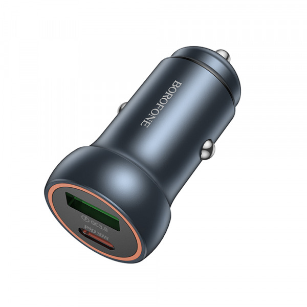 Incarcator Auto Borofone BZ32A Fresh, 30W, 3A, 1 x USB-A - 1 x USB-C, Gri