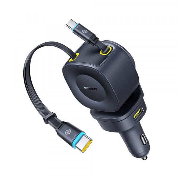 Incarcator Auto Cu Cablu USB-C Baseus PrimeTrip VR2 Max, 163W, 3A, 1 x USB-A - 1 x USB-C, Negru P10162701313-00