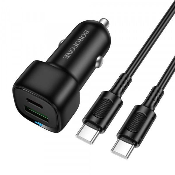Incarcator Auto Cu Cablu USB-C Borofone BZ34B Cloud, 20W, 3A, 1 x USB-A - 1 x USB-C, Negru