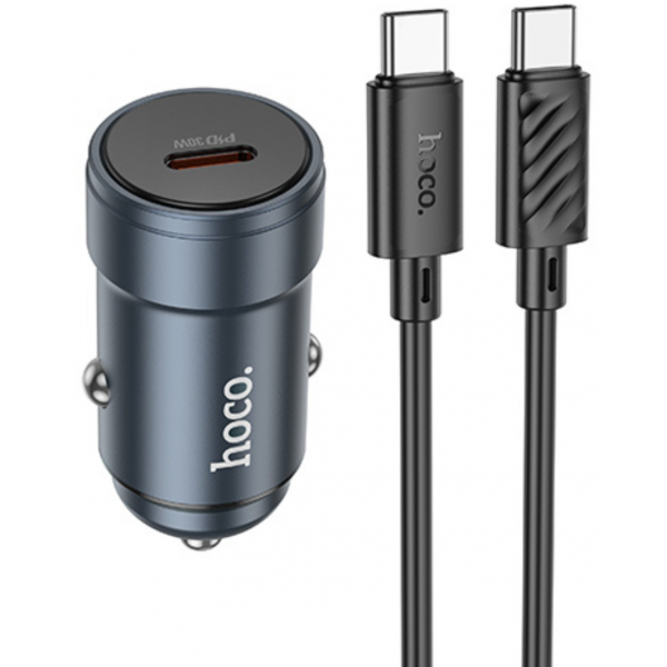 Incarcator Auto Cu Cablu USB-C HOCO Z57, 30W, 3A, 1 x USB-C, Gri