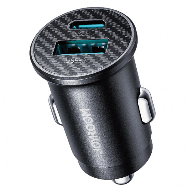 Incarcator Auto Joyroom JR-CCN16 Mini, 12W, 2.4A, 1 x USB-A - 1 x USB-C, Negru