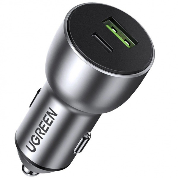 Incarcator Auto UGREEN CD213, 36W, 3A, 1 x USB-A - 1 x USB-C, Gri