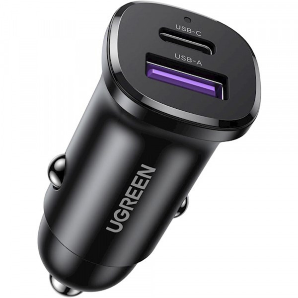 Incarcator Auto UGREEN EC305, 30W, 3A, 1 x USB-A - 1 x USB-C, Negru