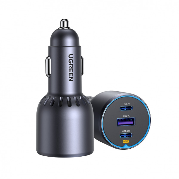 Incarcator Auto UGREEN EC703, 75W, 3.25A, 1 x USB-A - 2 x USB-C, Negru