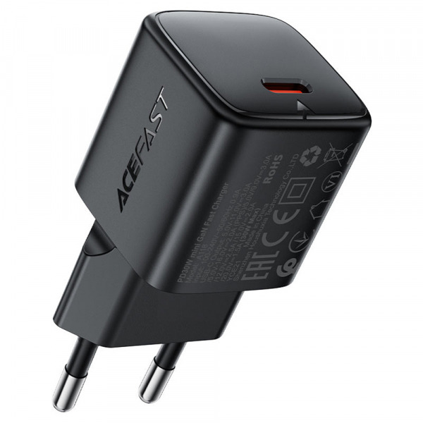 Incarcator Retea Acefast A118, 30W, 3A, 1 x USB-C, Negru