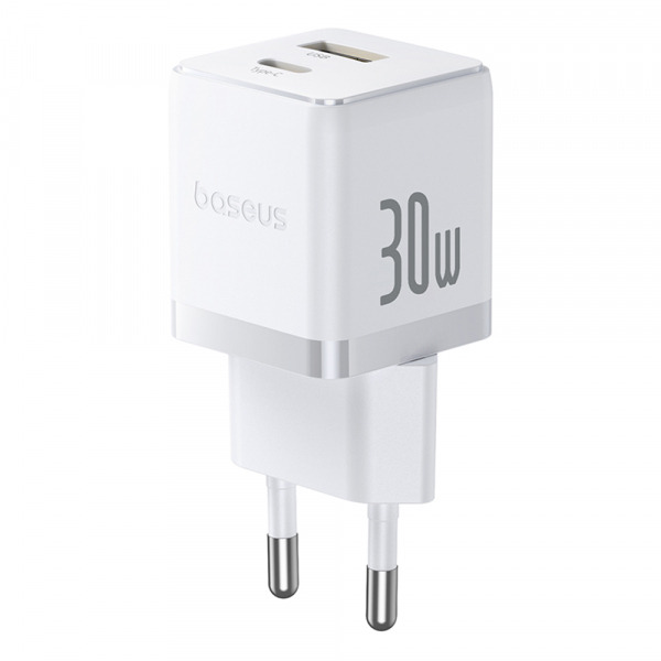Incarcator Retea Baseus Palm, 30W, 3A, 1 x USB-A - 1 x USB-C, Alb P1011160A213-00