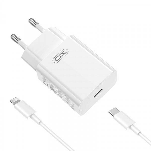 Incarcator Retea Cu Cablu Lightning XO Design L126, 20W, 3A, 1 x USB-C, Alb