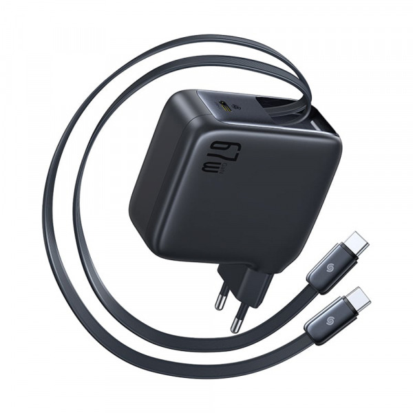 Incarcator Retea Cu Cablu USB-C Baseus EnerCore CJ21, 67W, 3.35A, 1 x USB-C, Negru E0120G00