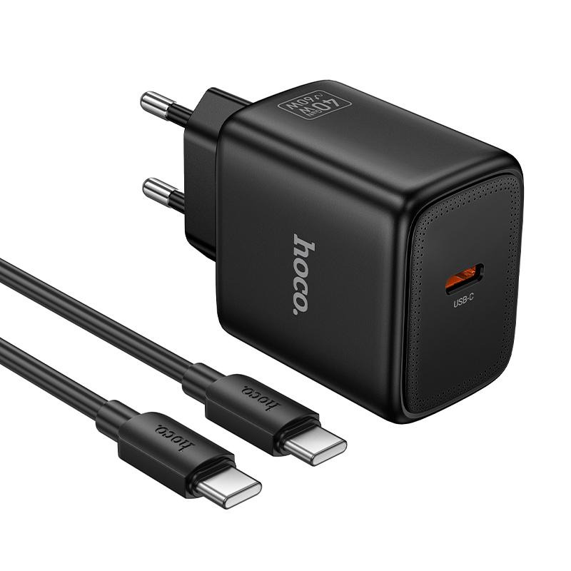 Incarcator Retea Cu Cablu USB-C HOCO N83, 40W, 3A, 1 x USB-C, Negru