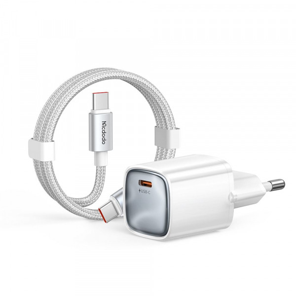 Incarcator Retea Cu Cablu USB-C Mcdodo Nano CH-8263, 65W, 3.25A, 1 x USB-C, Alb