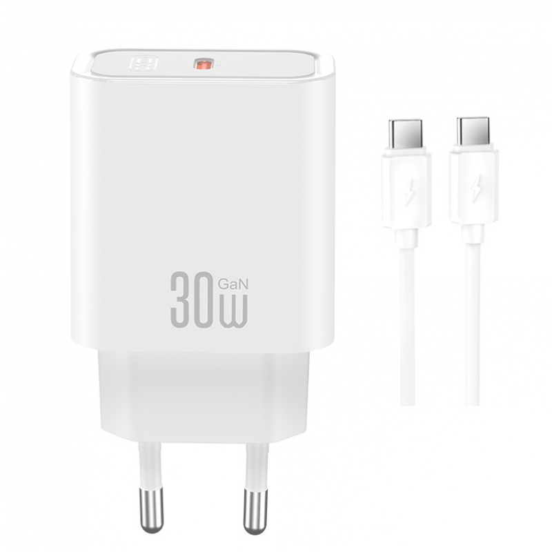 Incarcator Retea Cu Cablu USB-C XO Design CE41, 30W, 3A, 1 x USB-C, Alb