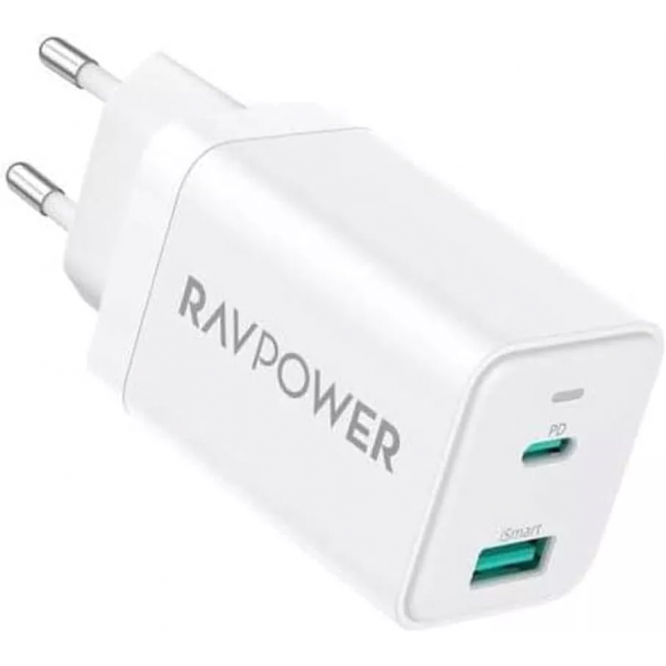 Incarcator Retea RavPower RP-PC171, 45W, 3A, 1 x USB-A - 1 x USB-C, Alb