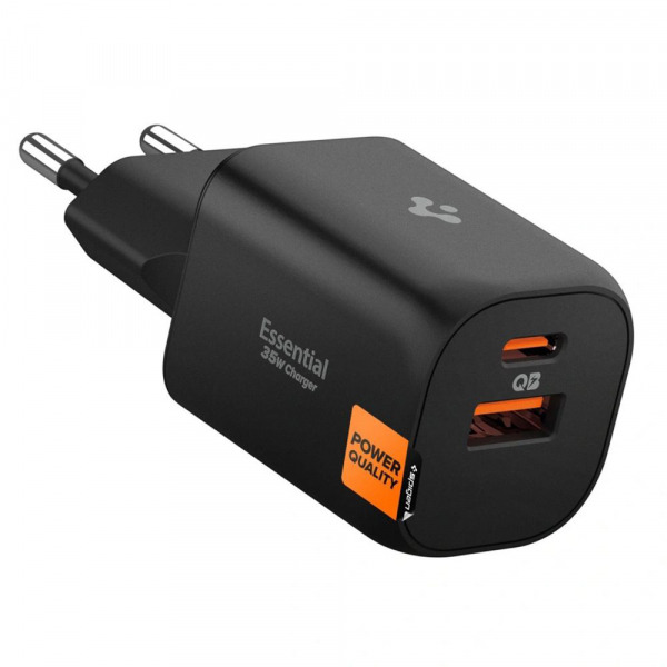 Incarcator Retea Spigen Essential, 35W, 3A, 1 x USB-A - 1 x USB-C, Negru ACH09463