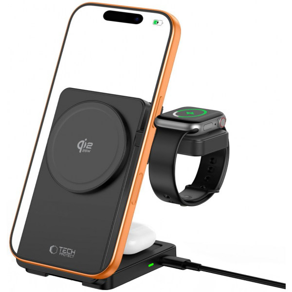 Incarcator Retea Wireless Tech-Protect A56 3in1, 25W, Negru