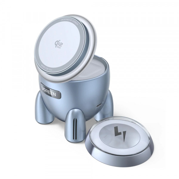 Incarcator Retea Wireless UGREEN W713 2in1, 25W, Albastru