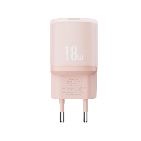 Incarcator Retea XO Design L157, 18W, 3A, 1 x USB-A, Roz