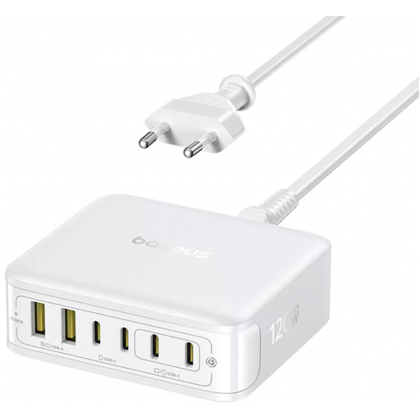 Incarcator Statie Baseus EnerFill FH21, 120W, 3.25A, 2 x USB-A - 4 x USB-C, Alb E0120T01