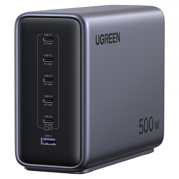 Incarcator Statie UGREEN Nexode X759, 500W, 5A, 1 x USB-A - 5 x USB-C, Gri