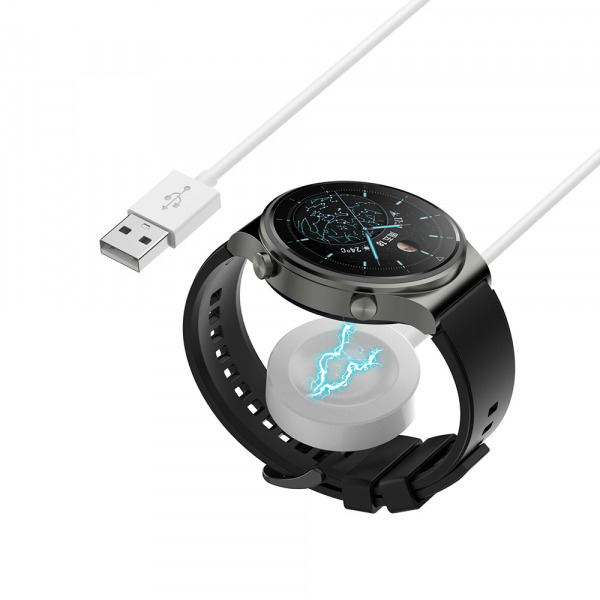 Incarcator Wireless Techsuit THC1 pentru Huawei Watch Series, USB-A, Alb