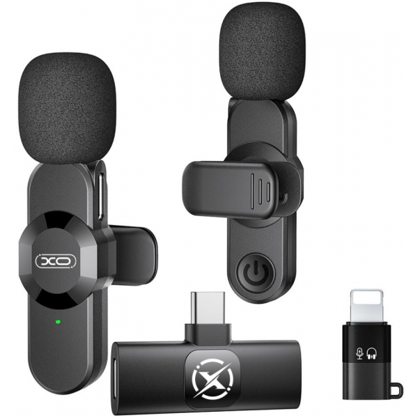 Lavaliera XO Design MC14 Dual, USB-C / Lightning, Set 2 bucati, Neagra