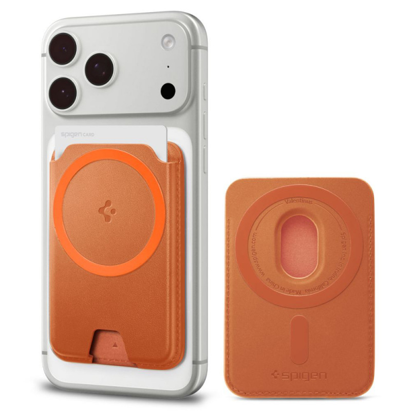 Portofel MagSafe, Spigen, Valentinus MagFit+ 3 Cards, Portocaliu AFA11340